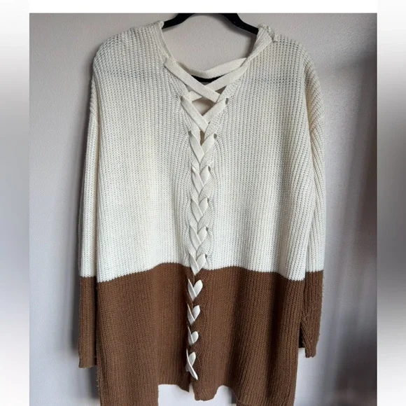 Emmer Brown/Cream Tie Back Cardigan M - Picture 3 of 5
